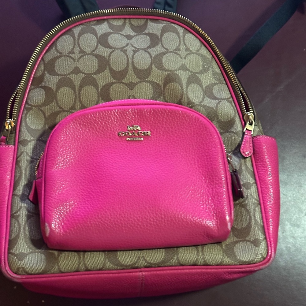 Medium Coach Pink and Brown Women's Backpack